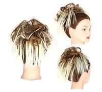 XUJUAN-0227 Human Hair Messy Buns Piece with Elastic Rubber Band Hair Extensions for Women Girls Thick Messy Bun Hairpiece Synthetic Curly Wavy Scrunchies Ponytail Hair Bun Hair Piece(Q17 6FH613)
