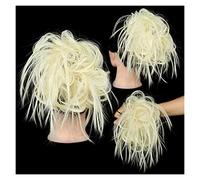 XUJUAN-0227 Human Hair Messy Buns Piece with Elastic Rubber Band Hair Extensions for Women Girls Thick Messy Bun Hairpiece Synthetic Curly Wavy Scrunchies Ponytail Hair Bun Hair Piece(Q17 613)