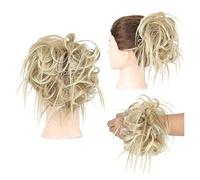 XUJUAN-0227 Human Hair Messy Buns Piece with Elastic Rubber Band Hair Extensions for Women Girls Thick Messy Bun Hairpiece Synthetic Curly Wavy Scrunchies Ponytail Hair Bun Hair Piece(Q17 27T613)