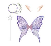 Xujuika Butterfly Fairy Costume - Angel Fairy Wings for Halloween Cosplay,Elastic Dress up Accessories with Flower Headband for Adults Girls Girlfriend Kids Sisters