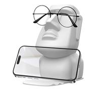 Xujuika Easter Island Head Statue, Stone Man Head Statue Glasses Stand, Eyewear Display Home Table Ornament, Room Decoration For Nightstand Desktop Bookshelf