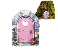 Xujuika Fairy Door, Garden Fairy Door Mini Wood Doors, Fairys Garden Art Doors, Gardens Miniatures Ornaments For Fairys Home, Tree, Indoors Or Outdoors