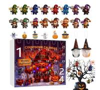 Xujuika Halloween Advent Gnome Pendant Calendar - 24-Day Gnome Countdown Calendar for Halloween,2D Acrylic 3D Resin Decoration Keepsake for Kids Boys Girls Adults Wall Mantel Tree