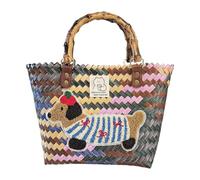 Xujuika Woven Beach Tote | Dachshund Straw Basket Bag - Shopping Woven Handbag for Wedding Birthday Commutes Vacation Daily Dates Travel Resort Work Outdoor Activities