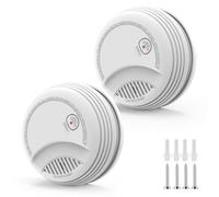 XUK Smoke Alarms for Home 2 Pack, Battery-Powered Photoelectric Fire Alarm with Replaceable 9V Battery, Test & Silence Button, Fire Detector Smoke Detector with LED Indicator (2 Pack)