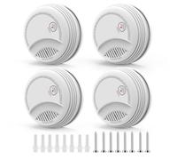 XUK Smoke Alarms for Home 2 Pack, Battery-Powered Photoelectric Fire Alarm with Replaceable 9V Battery, Test & Silence Button, Fire Detector Smoke Detector with LED Indicator (4 Pack)