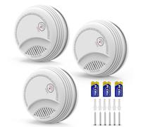XUK Smoke Alarms for Home 3 Pack, Battery-Powered Photoelectric Fire Alarm with Replaceable 9V Battery, Test & Silence Button, Fire Detector Smoke Detector with LED Indicator (3 Pack)
