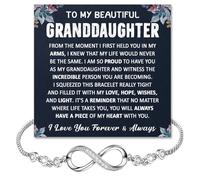 Xukaenus Granddaughter Bracelet From Grandpa, Granddaughter Gifts From Grandma, Start Heart Bracelets For Granddaughters On Birthday Wedding, Infinity Bracelet For Her With Message Card And Gift Box