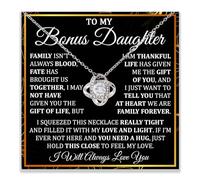 Xukaenus To My Bonus Daughter Necklace, Bonus Daughter Necklaces Gifts From Mom And Dad, Bonus Daughter Necklaces Gift For Birthday Christmas, Step Daughter Gifts From Step Dad, Stainless Steel, Cubic