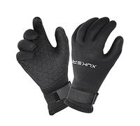 XUKER Water Gloves, 3mm & 5mm Neoprene Five Finger Warm Wetsuit Winter Gloves for Scuba Diving Snorkeling Paddling Surfing Kayaking Canoeing Spearfishing Skiing (5mm-Black, L)