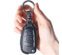 XUKEY 3 Buttons Genuine Leather Car Key cover Case, Waterpoof Key Fob cover, Car Key Shells for Audi A1 A3 A4 A6 RS6 Q3 Q7 R8 S3 2005 2006 2008 2010 2017