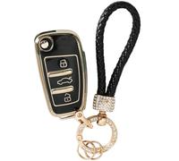 XUKEY TPU Key Case Car Key Cover Car Key Case- DON'T TOUCH MY KEY Design with Key Chain (For Audi)