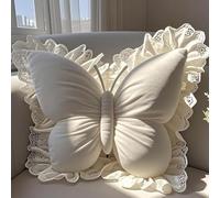 XUKPO Butterfly Throw Pillow - 3D Plush Decorative Pillow Cushion for Sofa Bedroom and Home Decoration(White)