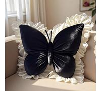 XUKPO Butterfly Throw Pillow - 3D Plush Decorative Pillow Cushion for Sofa Bedroom and Home Decoration(Black)