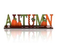 XUKZIMA 1 Pcs Autumn Decor Wood Sign Wooden Thanksgiving Sign Pumpkin Maple Leaves Wooden Table Sign for Harvest Fall Autumn Decorations Home Office Mantle Tiered Tray