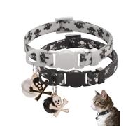 XUKZIMA 2 Pack Cat Halloween Necklace, Black & White Pet Costume Collar, Adjustable Secure Buckle, Lightweight Design Ideal for Trick-or-Treating Photos