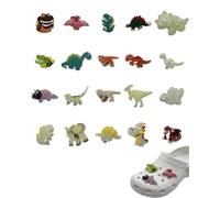 XUKZIMA 20 Pack crok Charms Glow in the Dark Dinosaur jibltz for crokz, Assorted 20 Styles, Secure Snap-On Night Visibility Shoe Decor for Kids & Travel