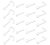 XUKZIMA 20 PCS 4 styles of Clear Nose Stud Acrylic Invisible Bone Studs Retainers for Daily Work Body Piercing