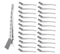 XUKZIMA 25 Pcs Duck Bill Hair Clips 3.5 Inch Rustproof Metal Alligator Curl Clips with Holes for Hair Styling Hair Coloring Thick Hair Sectioning Salon Bows DIY Silver