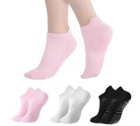 XUKZIMA 3 Pairs Pilates Yoga Grip Socks Women Non Slip Grip Socks Anti-slip Pilates Socks with Grip Non Slip Grippy Socks for Hospital Dance Pilates Yoga Size UK 4-7