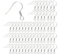 XUKZIMA 50 Pcs Silver Earring Hooks 925 Sterling Silver Ear Wires Fish Hook Earring for DIY Jewelry Customize Making (Silver)