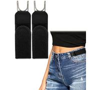 XUKZIMA Belt without Buckle, Pack of 2, Black, Elastic with Fastener and Metal Hooks, High Quality Adjustable & No Bulges Under the Shirt for Work and Travel
