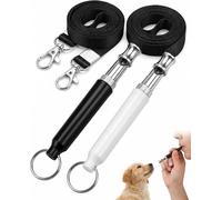 XUKZIMA Pack of 2 Dog Whistle for Callback & Anti-Bark Training, Ultrasonic Silent High Frequency Whistle Black & White with Lanyard, Effective Training Aid for Dogs Puppies