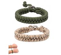 XUKZIMA Pack of 2 Paracord Bracelets, Adjustable, Survival Bracelet for Outdoor & Hiking, Robust Parachute Cord as Emergency Rope for Men and Women (Army Green & Colourful Camo)
