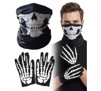 XUKZIMA Skull Scarf & Gloves Set, 2-Pack Halloween Accessory Kit, Lightweight Flexible Design for Unrestricted Movement & Seamless Costuming at Gatherings