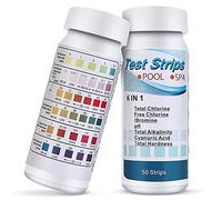 XULIN 100 Pcs Hot Tub PH Test Strips,6 in 1 Test Strips Kit-Swimming Pool Spa Chemicals Test Strips for Rapid Measurement of Residual Chlorine in Water PH Total Hardness Alkalinity for Hot Tubs
