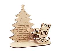 XULIN Christmas Remembrance Candle Ornament - Wooden Rustic Candle Stand with Personalised Chair, Merry Christmas in Heaven Memory Tealight Candlestick Holders to Remember Loved Ones, M, Wood Color
