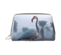 XULLZH Abstract flamingo Print Leather Zip Portable for Women Travel Toiletry PouchKit Organizer Small Makeup Pouche, White, One Size, White, One Size