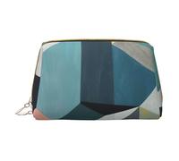 XULLZH Abstract Geometric Print Leather Zip Portable for Women Travel Toiletry PouchKit Organizer Small Makeup Pouche, White, One Size, White, One Size