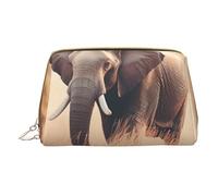 XULLZH African Elephant Print Leather Zip Portable for Women Travel Toiletry PouchKit Organizer Small Makeup Pouche, White, One Size, White, One Size