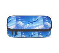 XULLZH Airplane Print Large Capacity Compartments Pencil Case Pencil Pouch Bag Travel Toiletry Organizer Bag, Black, One Size, Modern