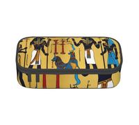 XULLZH Ancient Egypt Tribe Series Print Large Capacity Compartments Pencil Case Pencil Pouch Bag Travel Toiletry Organizer Bag, Black, One Size, Modern