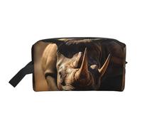XULLZH angry rhino Print Large capacity Travel Portable Cosmetic Organizer Pouch Zipper Toiletry Storage Bag, White, One Size, White, One Size