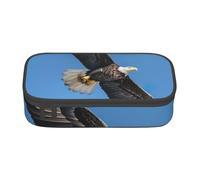 XULLZH Bald eagle Print Large Capacity Compartments Pencil Case Pencil Pouch Bag Travel Toiletry Organizer Bag, Black, One Size, Modern