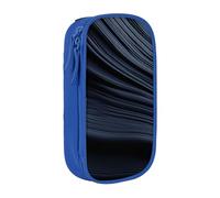 XULLZH Blue Line Print Large Capacity Zipper Pencil Box double-deck Pen Bag Make-up Pen Pouch Office Supply, Blue, One Size, Modern