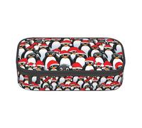 XULLZH Christmas Penguins Print Large Capacity Compartments Pencil Case Pencil Pouch Bag Travel Toiletry Organizer Bag, Black, One Size, Modern