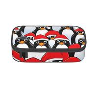 XULLZH Christmas Penguins Print Large Capacity Compartments Pencil Case Pencil Pouch Bag Travel Toiletry Organizer Bag, Black, One Size, Modern