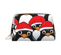 XULLZH Christmas Penguins Print Leather Zip Portable for Women Travel Toiletry PouchKit Organizer Small Makeup Pouche, White, One Size, White, One Size
