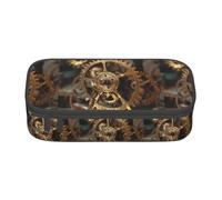 XULLZH Clock Gear Print Large Capacity Compartments Pencil Case Pencil Pouch Bag Travel Toiletry Organizer Bag, Black, One Size, Modern