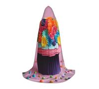 XULLZH Colorful Cupcakes Rainbow Flower Cake Print Hooded Cape Halloween Christmas Cape Costume Women Men Adults Masquerade Dress Up