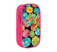 XULLZH Colorful Cupcakes Rainbow Flower Cake Print Large Capacity Zipper Pencil Box double-deck Pen Bag Make-up Pen Pouch Office Supply, Pink, One Size, Modern