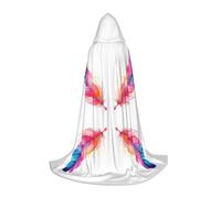 XULLZH colorful Hand Drawn Feathers On White Print Hooded Cape Halloween Christmas Cape Costume Women Men Adults Masquerade Dress Up