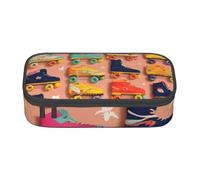 XULLZH Colorful Roller Skates Print Large Capacity Compartments Pencil Case Pencil Pouch Bag Travel Toiletry Organizer Bag, Black, One Size, Modern