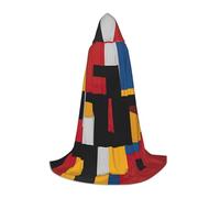XULLZH Composition in Red Yellow Blue and Black Print Hooded Cape Halloween Christmas Cape Costume Women Men Adults Masquerade Dress Up