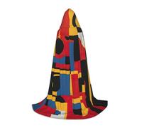 XULLZH Composition in Red Yellow Blue and Black Print Hooded Cape Halloween Christmas Cape Costume Women Men Adults Masquerade Dress Up