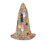 XULLZH Cute Cats in a Variety of Colors Print Hooded Cape Halloween Christmas Cape Costume Women Men Adults Masquerade Dress Up